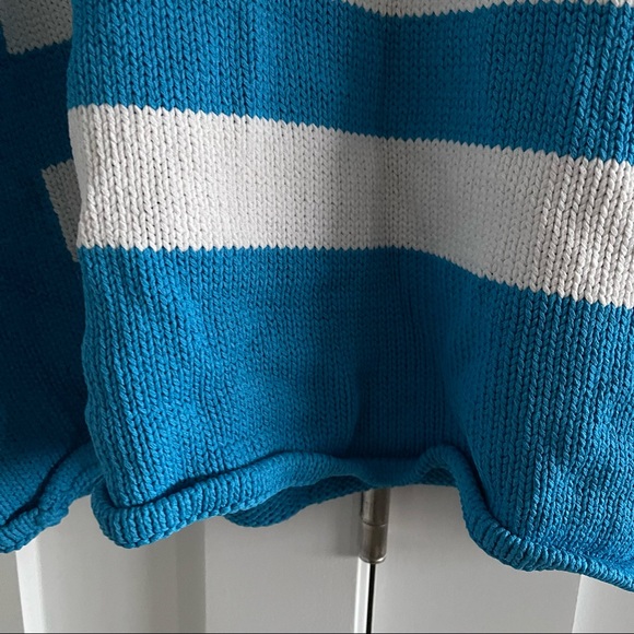 Blue & white stripe color block knit top - Picture 6 of 8